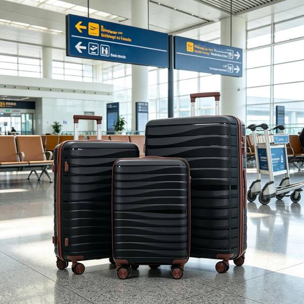 LIVACA 3-Piece Black/Brown Premium ABS Plastic Hardside Spinner
