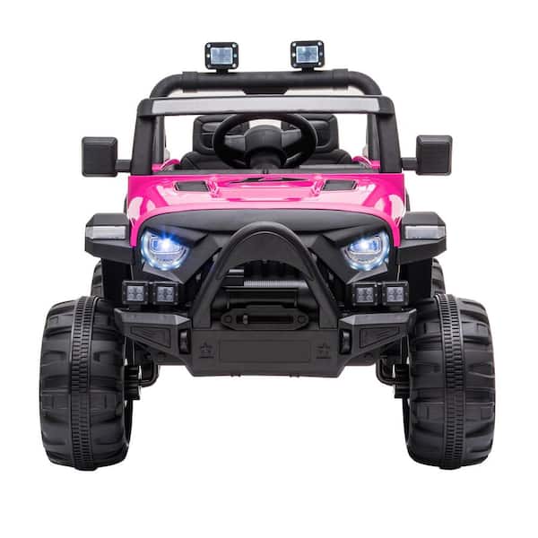 Zeus & Ruta 12-Volt Electric Motorized Off-Road Vehicle, 2.4G Remote Control Kids Ride On Car, Head/Rear Lights in Rose
