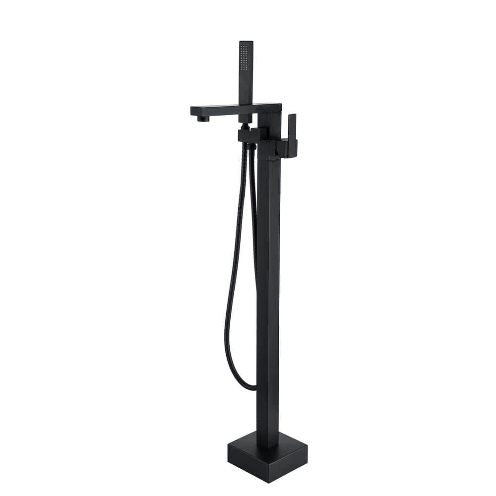 Matte Black Stainless Steel Freestanding Bathtub Faucet with Lever Handle