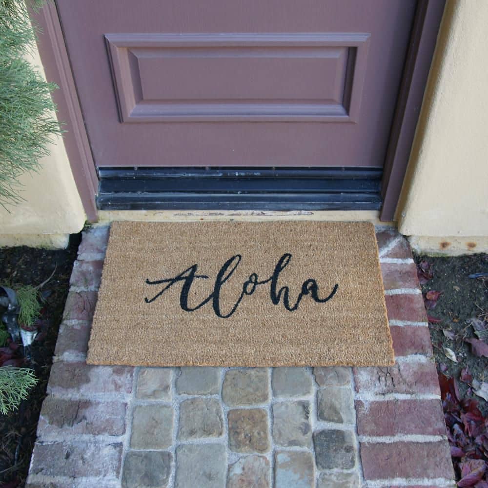 Tropical Aloha Coir Doormat with PVC Backing, 18" x 30"