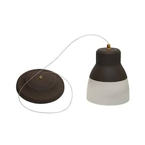24-LED Bronze 2.25-Watt Integrated LED Battery Operated Ceiling Pendant with Frosted Glass Shade