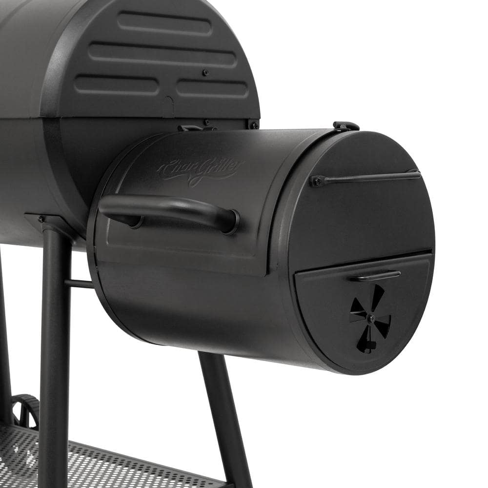Smokin' Champ Charcoal Grill Offset Smoker in Black with Charcoal Tray and Dual Damper Controls