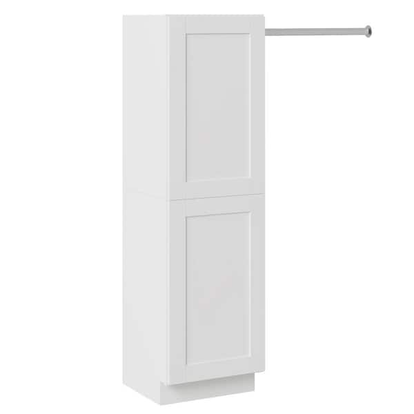 MILL'S PRIDE Richmond Verona White 64.5 in. H x 18 in. W x 12 in. D Plywood Laundry Room Wall Cabinet Tower and Rod with 2 Shelves