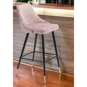 29.5 in. Pink High Back Metal Bar Chair with Velvet Seat