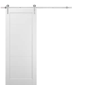 30 in. x 80 in. 1-Panel White Finished Solid Pine MDF Sliding Barn Door with Hardware Kit