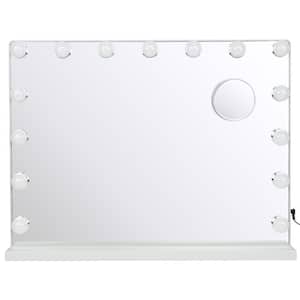 23 in. White Vanity Mirror with 15-Lights LED, Rectangular Lighted Makeup Mirror with Smart Touch Switch