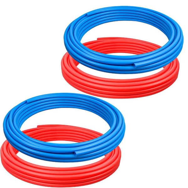 PLUMBFLEX 1/2 in. x 100 ft. and 3/4 in. x 100 ft. 2 Red and 2 Blue PEX Tubing Rolls for Potable Water