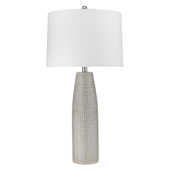 HomeRoots 32.75 in. White Standard Light Bulb Bedside Table Lamp
