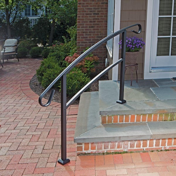 HandiRail 3.57 in. x 63.25 in. x 3.10 ft. Matte Black 4-Step Aluminum Rail Kit (Unassembled)