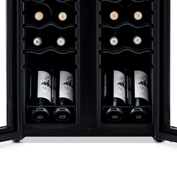 NewAir Wine Fridge | 46 Bottle Capacity Wine Cooler | 24 Black Stainless  Steel Fridge | Dual Zone, Built-in, Under Counter, Freestanding Mini Fridge