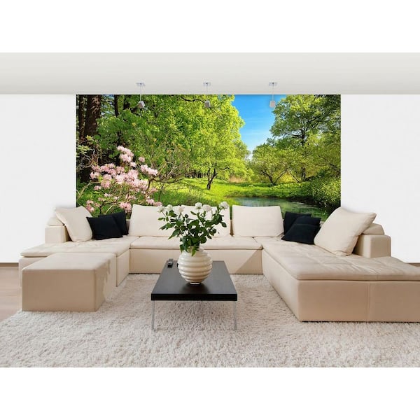 Ideal Decor 100 in. x 144 in. Park in the Spring Wall Mural