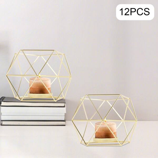 Gold Tea Light Geometric Candle Holder — Seven Paths Manor