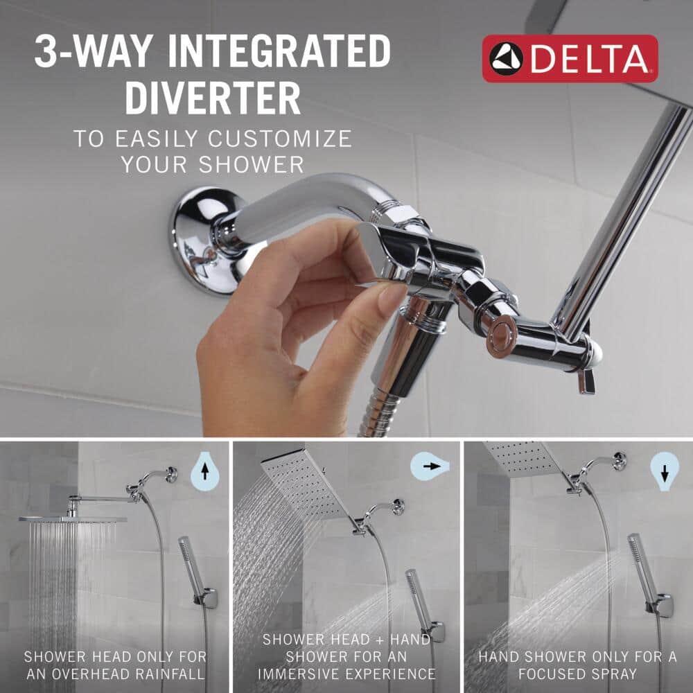 Chrome 10-inch Square Raincan Shower Head and Handheld Combo
