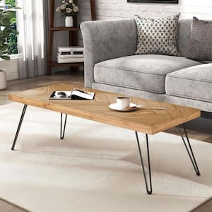 Elaina 43.3 in. Rectangle Brown Wooden Coffee Table