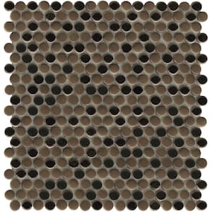 Confetti II Bronze 11.81 in. x 11.81 in. Penny Glossy & matte blend Glass Mosaic Tile (0.969 sq. ft./Each)