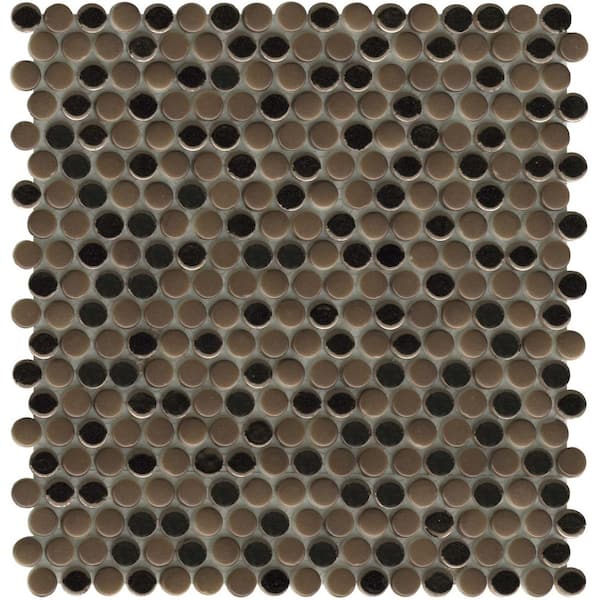 EMSER TILE Confetti II Bronze 11.81 in. x 11.81 in. Penny Glossy & matte blend Glass Mosaic Tile (0.969 sq. ft./Each)