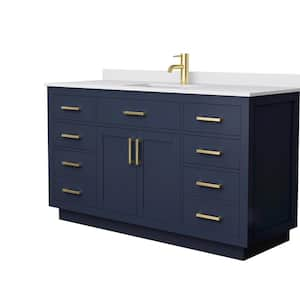 Beckett TK 60 in. W x 22 in. D x 35 in. H Single Bath Vanity in Dark Blue with White Cultured Marble Top