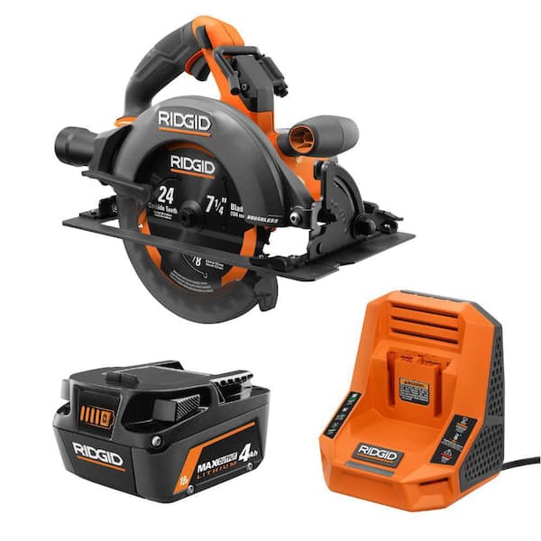 18V Brushless Cordless 7-1/4 in. Circular Saw with 18V 4.0 Ah MAX Output Battery and Rapid Charger