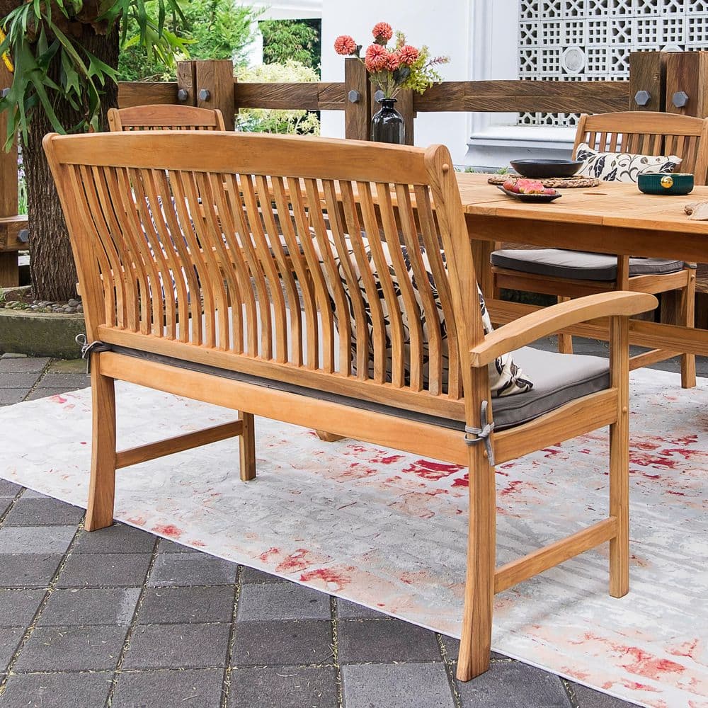 Caterina 6-Piece Teak Wood Outdoor Dining Set with Beige Cushions