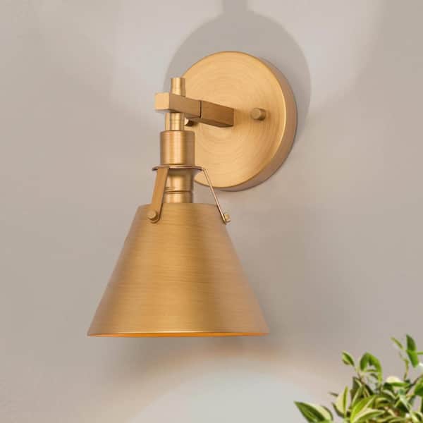 LNC Vintage Brushed Gold Vanity Light, 1-Light Modern Bathroom Sconce with  Bell Shade Traditional Wall Light for Living Room ZYUAQZHD13911V7 - The  Home Depot