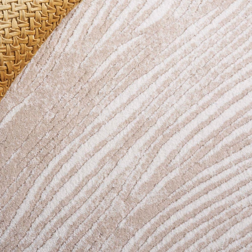 Ivory and Beige Rectangular Synthetic Area Rug, 4' x 6'