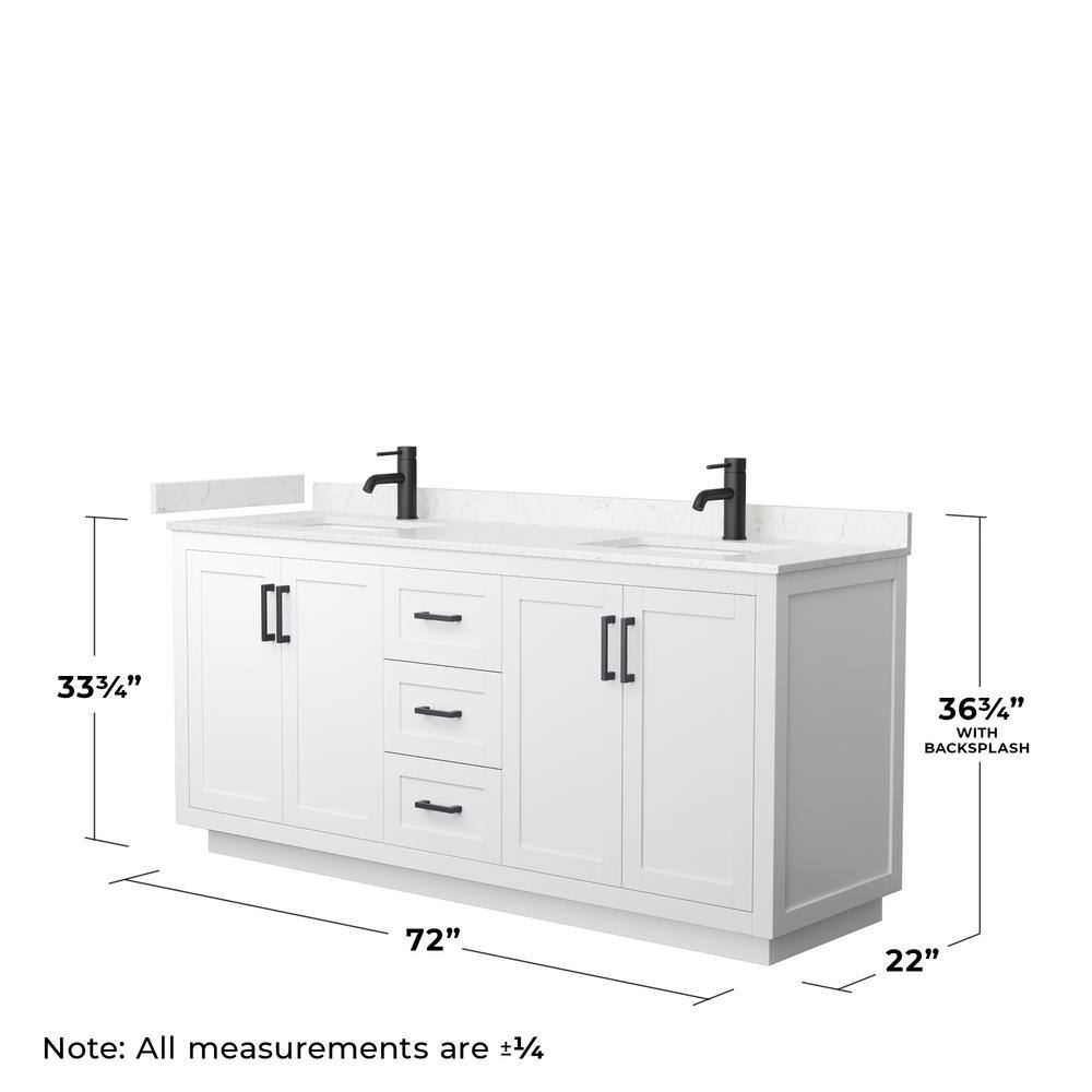 Miranda 72" White Double Bathroom Vanity with Marble Top