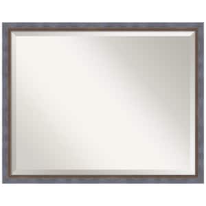 Two Tone Blue Copper 30.25 in. x 24.25 in. Beveled Modern Rectangle Wood Framed Bathroom Wall Mirror in Blue