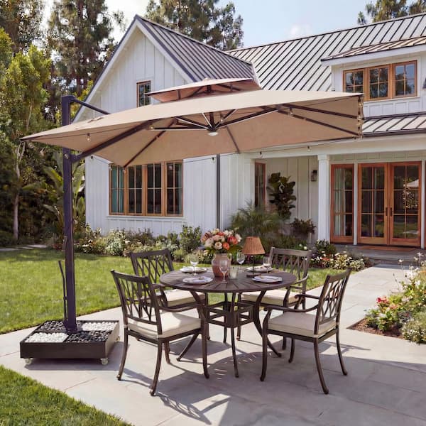 cantilever offset patio umbrella cover Aoodor 10'x10' Cantilever Umbrella Replacement Canopy for 8 Ribs Square Offset Umbrella