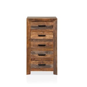 Dagan 5-Drawer Natural Rustic Chest 45 in H. x 24 in W. x 16 D.
