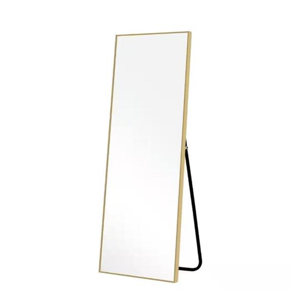17.3 in. W x 60 in. H Rectangle Light Oak Wood Framed Floor Mirror Full