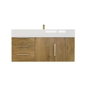 Bethany 42 in. W x 20 in. D x 22 in. H Single Sink Floating Bath Vanity in Oak with White Acrylic Top