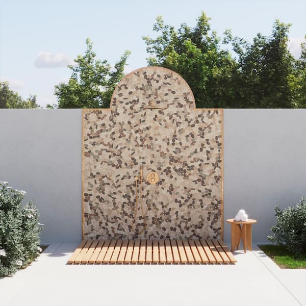 Waterbrook Pebble 2 in. x 2 in. Tan/Brown/Cherry Stone Mosaic Tile (11 sq. ft./Case)