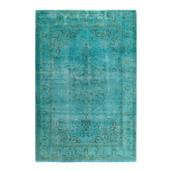 Fine Vibrance Blue 5 ft. x 8 ft. Solid Wool Indoor Area Rug
