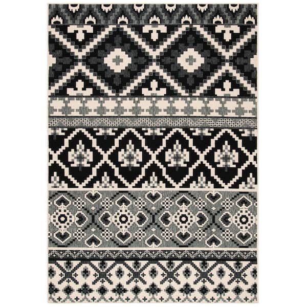 Veranda Black/Beige 3 ft. x 5 ft. Tribal Aztec Indoor/Outdoor Area Rug