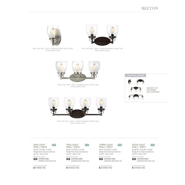 Generation Lighting - Belton 28.75 in. 4-Light Brushed Nickel Transitional Industrial Wall Bathroom Vanity Light with Seeded Glass Shades