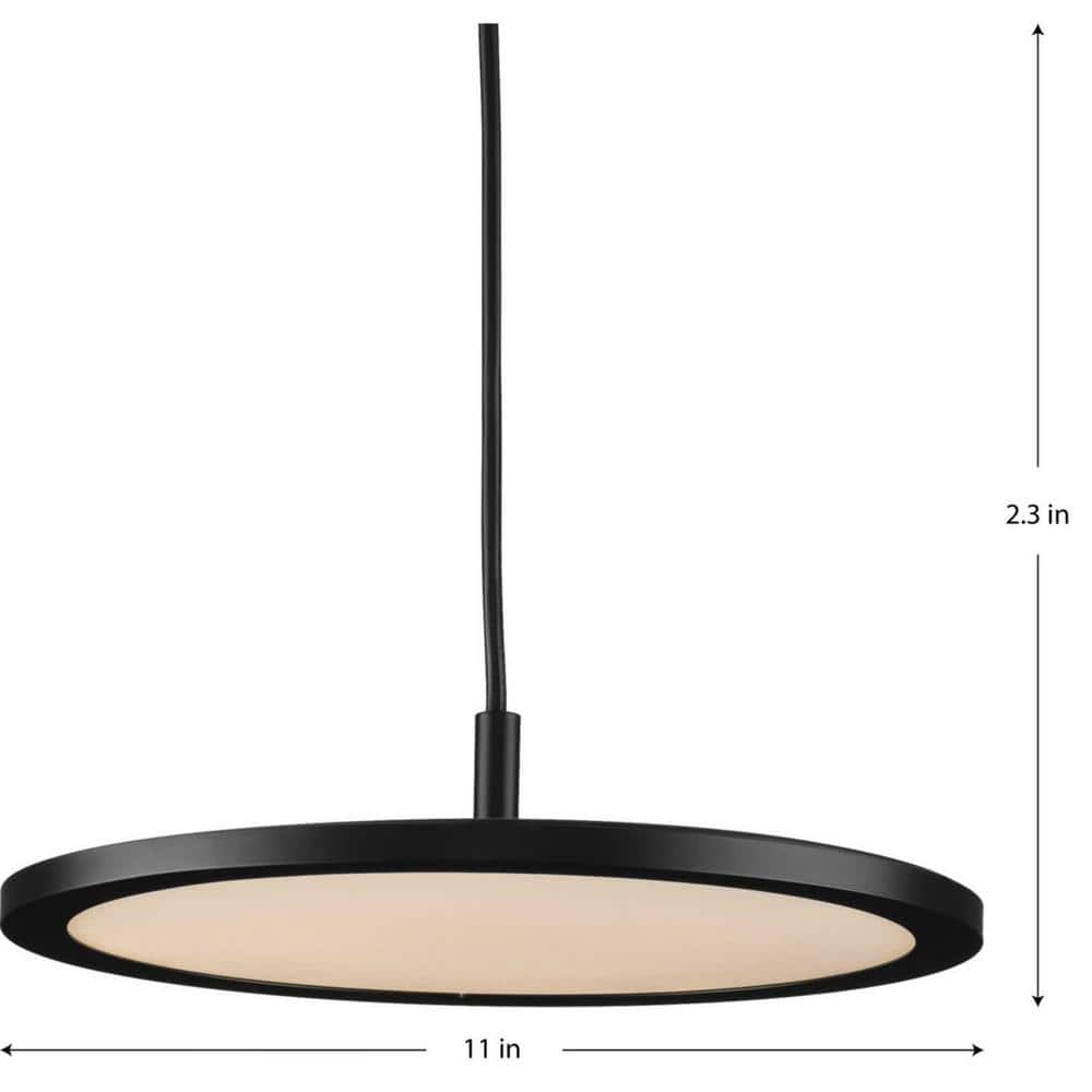 Everlume 11" Matte Black Modern LED Pendant with Edge-Lit Diffuser