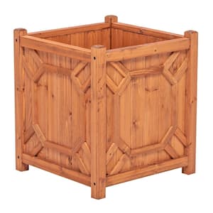 Warwick 16 in. W x 16 in. D x 18 in. H Square Wooden Brown Planter