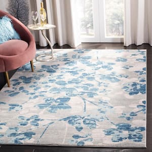 Evoke Gray/Light Blue Doormat 2 ft. x 4 ft. Floral Area Rug
