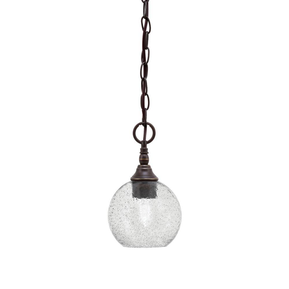 Elva 100-Watt 1_light Dark Granite Shaded Pendant Light with 5.75 in. Smoke
