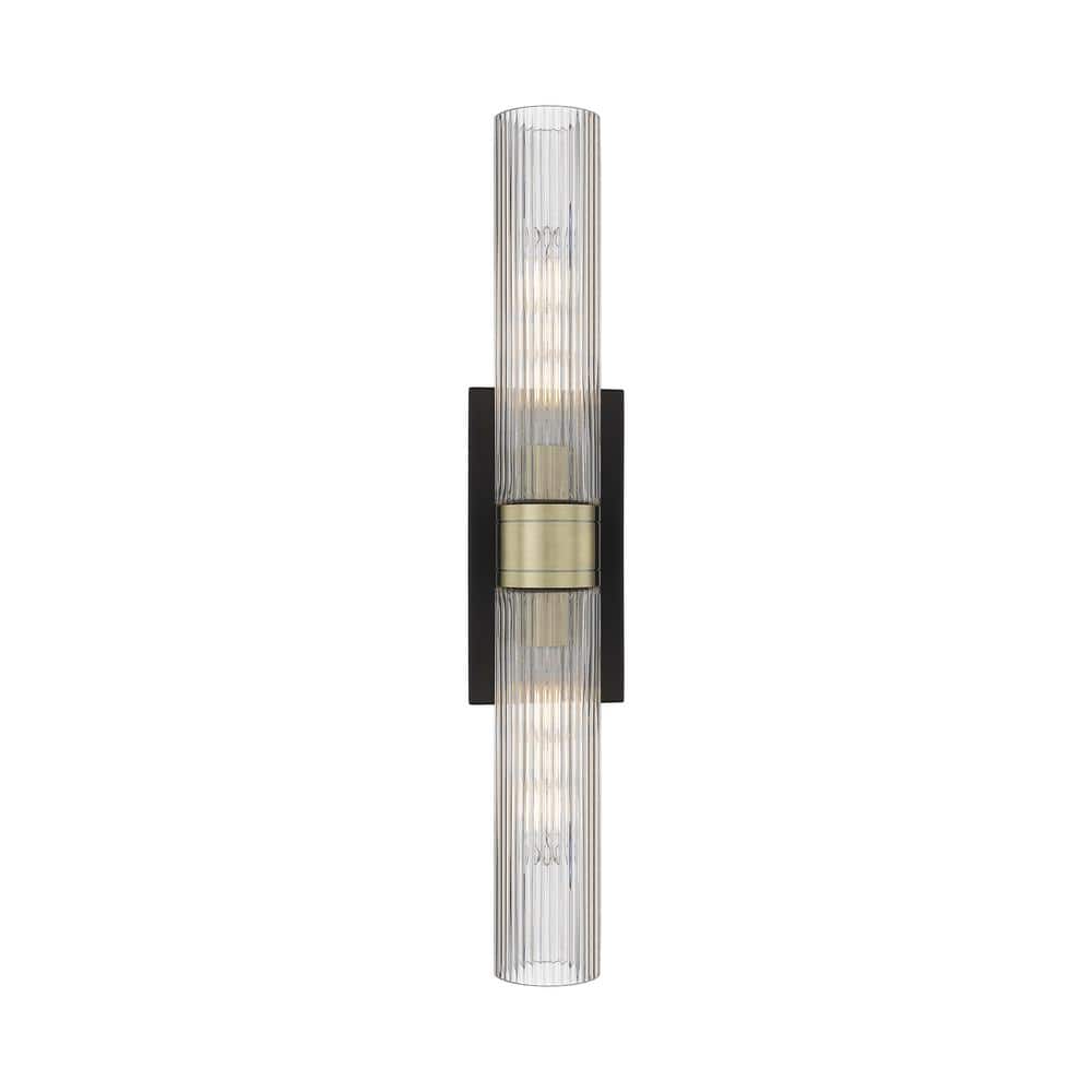 Ballston Urban 24 in. 2-Light Black Antique Brass Vanity Light with Glass Shade price history on PriceWatchPro