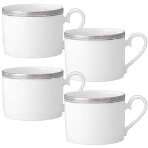 Whiteridge Platinum 8.5 fl. oz. (White) Porcelain Tea Cups, (Set of 4)