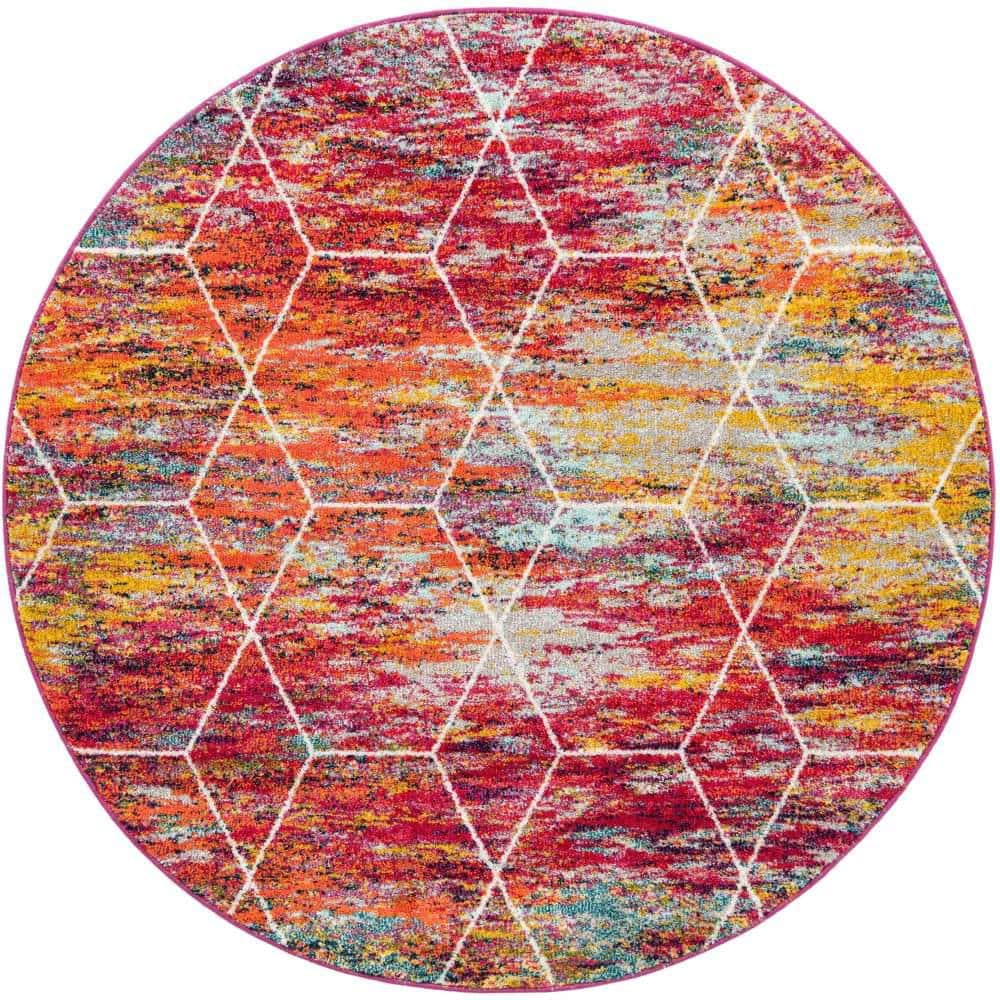 Trellis Frieze Geometric Multi 6 ft. x 6 ft. Area Rug price history on PriceWatchPro