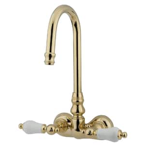 Vintage 2-Handle Wall-Mount Clawfoot Tub Faucets in Polished Brass
