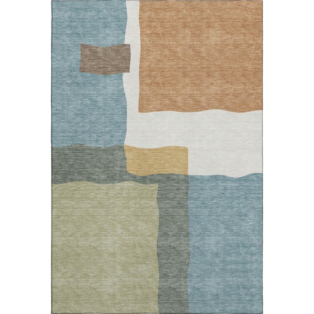 Mayfield Premium Machine Washable Abstract AMF2400 Seafoam 3 ft. x 5 ft. Area Rug price history on PriceWatchPro