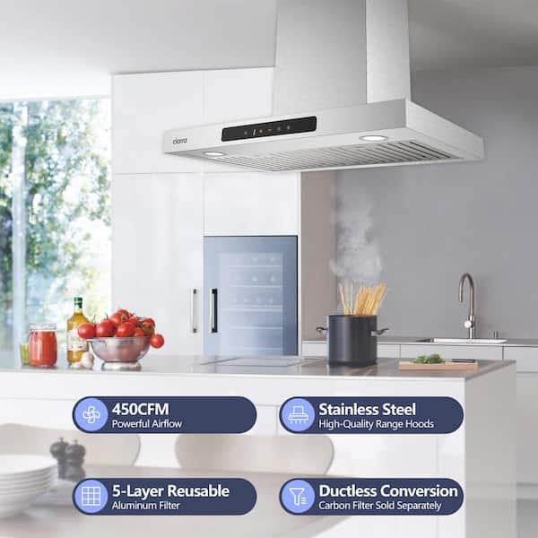 30 in. 450 CFM Vent Wall Mount Range Hood in Stainless Steel