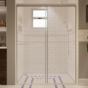 50-54 in. W x 72 in. H Sliding Framed Shower Door in Brushed Nickel with 1/4 in. (6 mm) Tempered Clear Glass