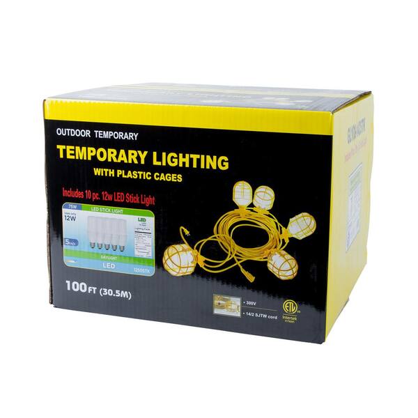 Bergen Temporary Light String 14/2 100 Foot 15A Male and Female LED Included (GL100142STK)