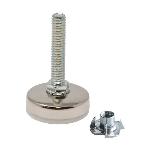 (100-Pack) Titan Nickel-White Hex Base 5/16-18 Thread x 1-1/2 in. L Stem Furniture Replacement Leveler with Insert