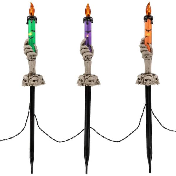 LED Lighted Skeleton Candle Halloween Decorations-8.5in.-Set of 6
