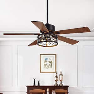 Fairy 52 in. Indoor Black Chandelier Ceiling Fan with Light Kit and Remote Control Included